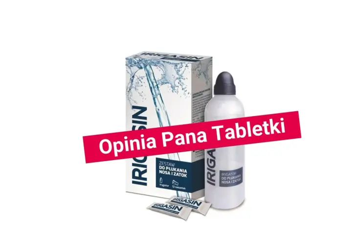 Irygator do nosa i zatok Irigasin. Zestaw zawiera irygator i 12 saszetek. Pan Tabletki poleca!