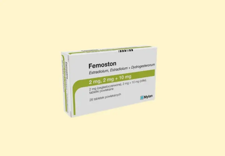 Opakowanie leku Femoston 2 mg, 2 mg + 10 mg, zawierające 28 tabletek powlekanych.