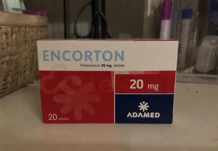 Opakowanie leku Enorton 20 mg, zawierającego prednizon. Warto pamiętać o potencjalnych encorton skutki uboczne.