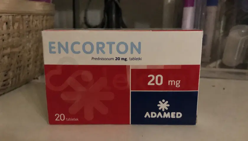 Opakowanie leku Enorton 20 mg, zawierającego prednizon. Warto pamiętać o potencjalnych encorton skutki uboczne.