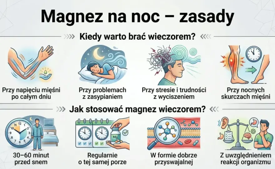 Magnez rano czy wieczorem? Kiedy i jak przyjmować magnez?